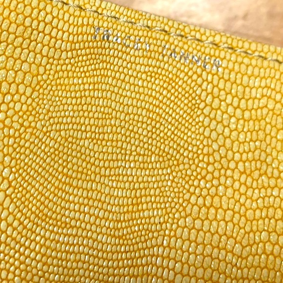 Tracey Tanner Golden Yellow snake print Embossed Leather Clutch - Picture 2 of 7